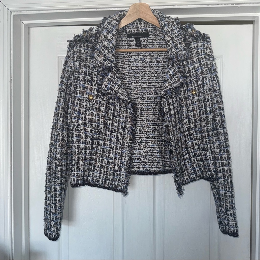 White House Black Market Tweed Sweater Jacket M - Picture 5 of 9